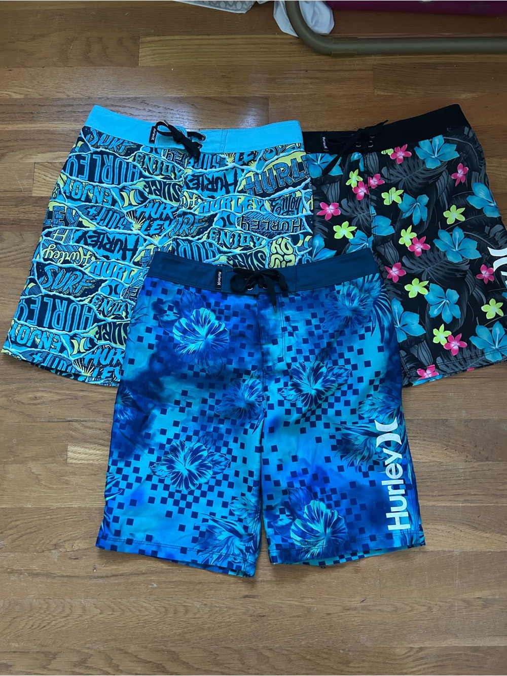 Hurley Blue Pixel Floral Swim Shorts
